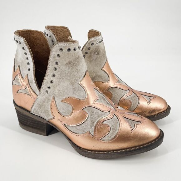 Corral Circle G Copper Overlay Cut Out Ankle Boots Booties Size 5.5 - Picture 1 of 7